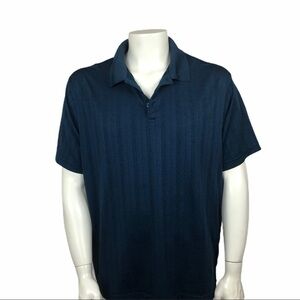 R&R Casual Mens XL Dark Navy Blue Striped Polo Tee